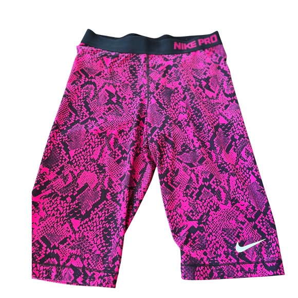 Nike Pro Women's Medium Pink Snake Skin Print Athletic Training Shorts - Picture 1 of 10